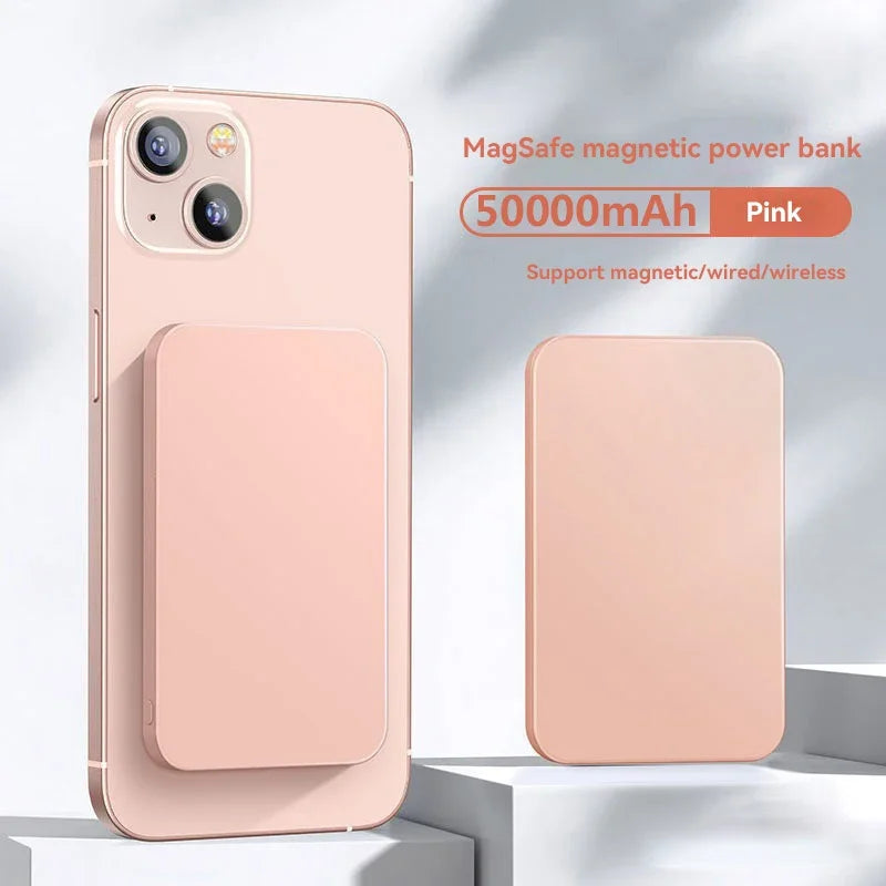 50000mAh Magnetic Wireless Power Bank – 22.5W Fast Charging Portable Battery (Black & White)