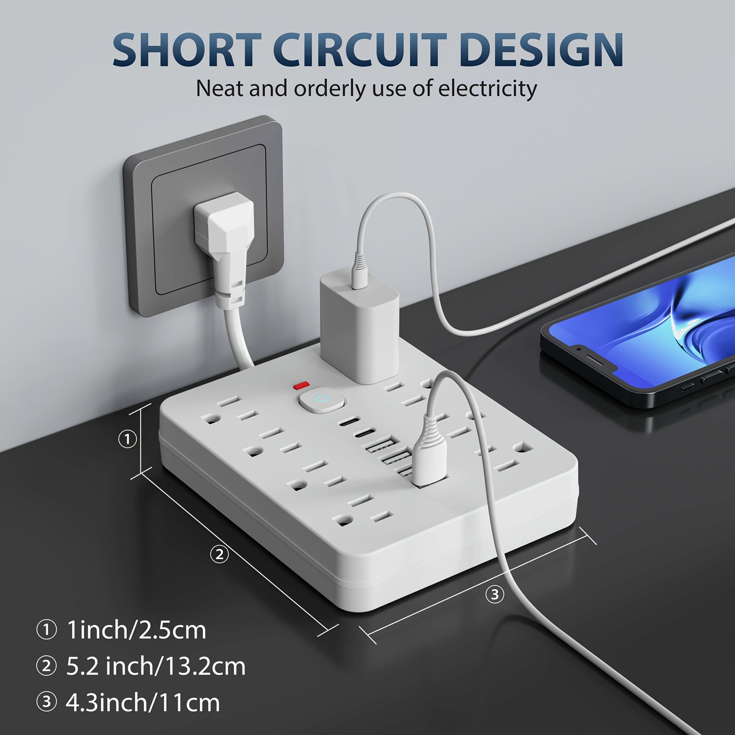 PrimeMarket™ PowerMax 14-In-1 Wall Outlet Extender with USB Ports & Smart Switch – Surge Protected Power Strip