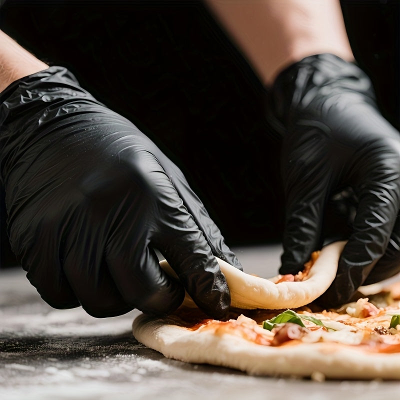 PrimeMarket™ ProShield Black Nitrile Disposable Gloves (50PCS) – Powder-Free, Heavy-Duty & Touchscreen Compatible