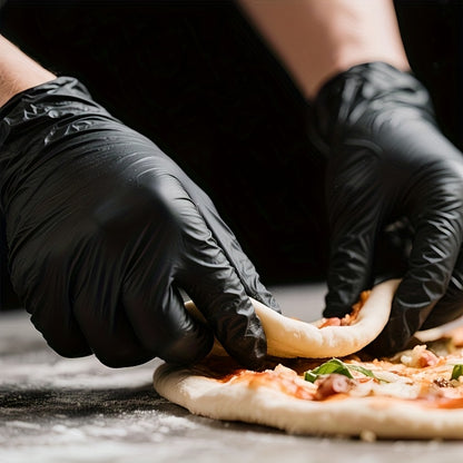 PrimeMarket™ ProShield Black Nitrile Disposable Gloves (50PCS) – Powder-Free, Heavy-Duty & Touchscreen Compatible