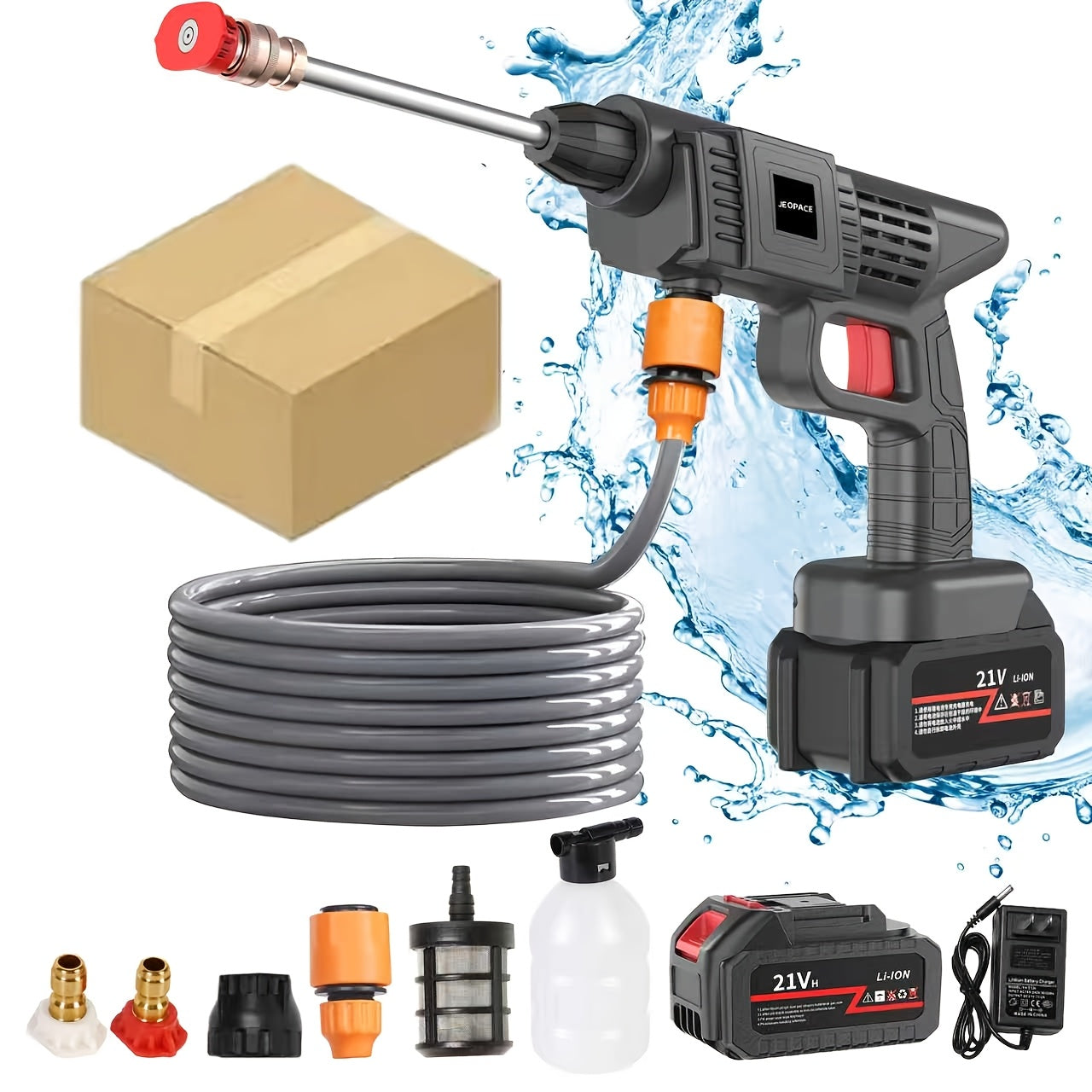 PrimeMarket™ HydroForce Pro Cordless High-Pressure Washer – Portable Rechargeable Power Cleaner with Dual Battery System
