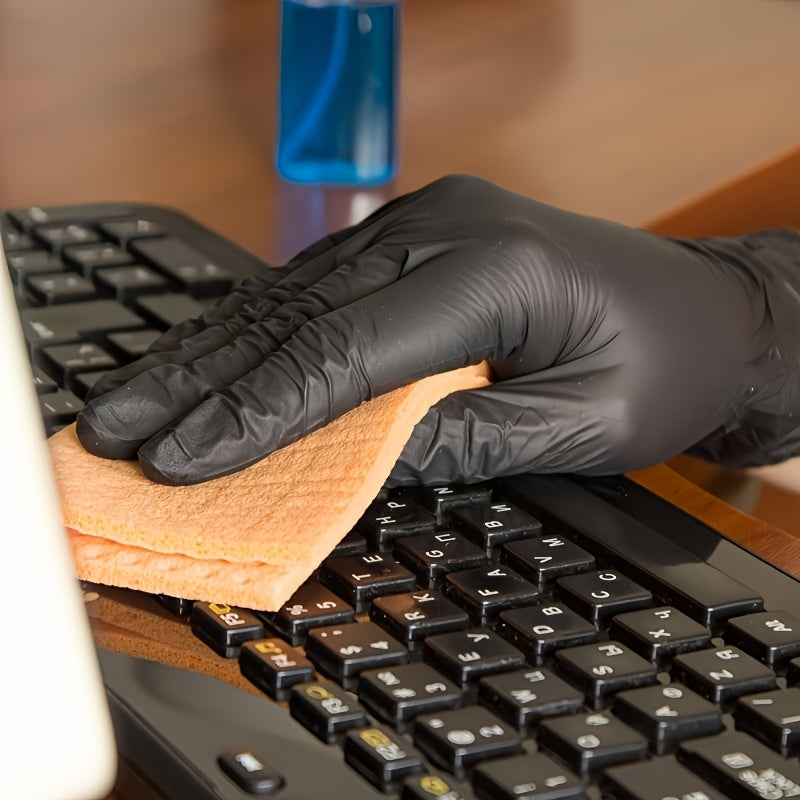 PrimeMarket™ ProShield Black Nitrile Disposable Gloves (50PCS) – Powder-Free, Heavy-Duty & Touchscreen Compatible