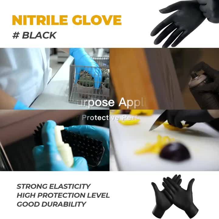PrimeMarket™ ProShield Black Nitrile Disposable Gloves (50PCS) – Powder-Free, Heavy-Duty & Touchscreen Compatible