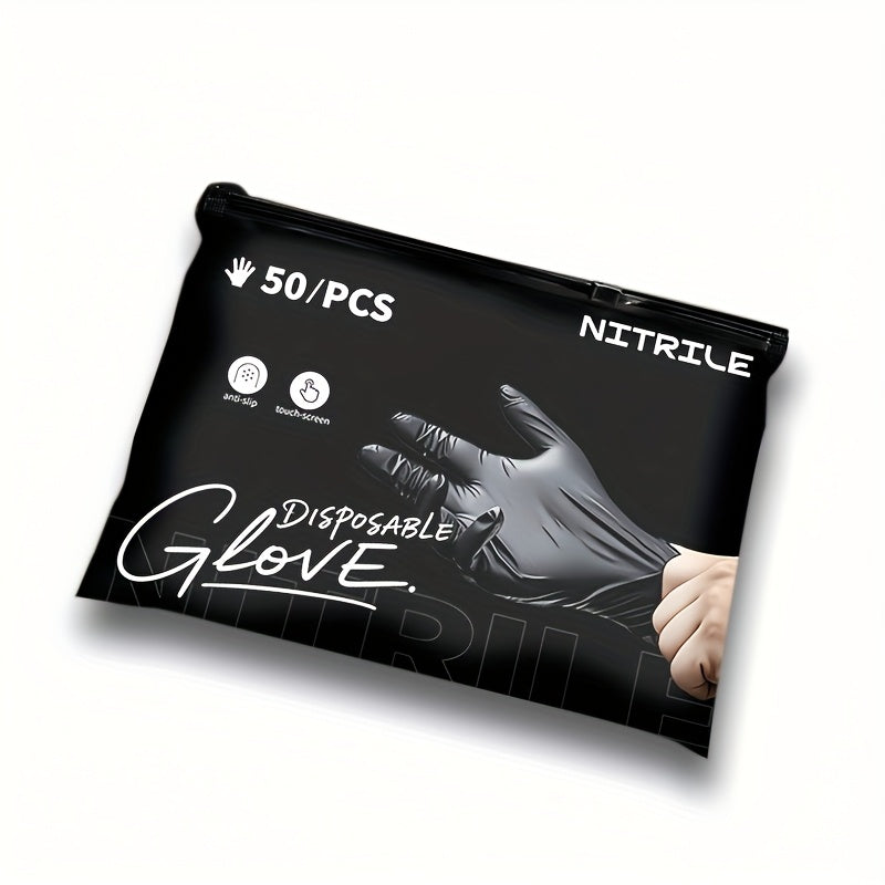 PrimeMarket™ ProShield Black Nitrile Disposable Gloves (50PCS) – Powder-Free, Heavy-Duty & Touchscreen Compatible