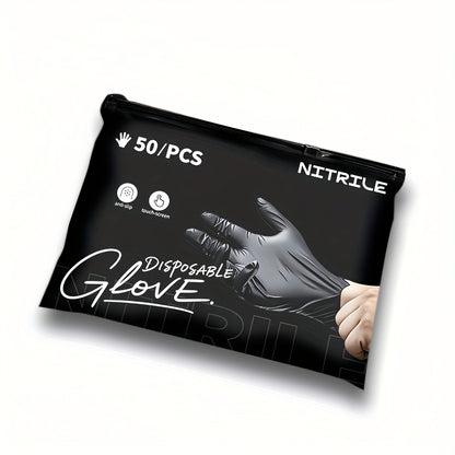 PrimeMarket™ ProShield Black Nitrile Disposable Gloves (50PCS) – Powder-Free, Heavy-Duty & Touchscreen Compatible