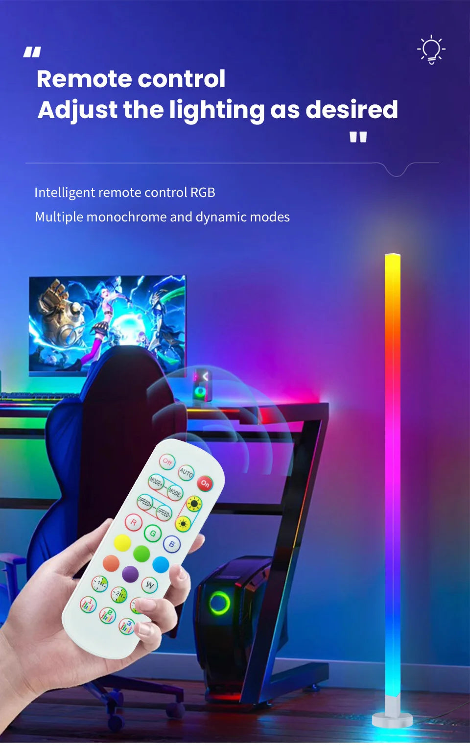 150cm Smart RGB LED Corner Floor Lamp – App & Remote Control Ambient Light for Bedroom, Gaming & Living Room