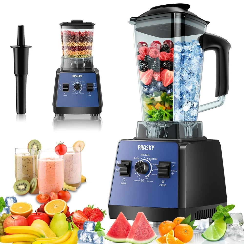 PrimeMarket ProBlend 2400W High-Performance Blender & Grinder Combo – 68oz BPA-Free Pitcher, 6-Blade Stainless Steel, Ice Crushing & Smoothie Power