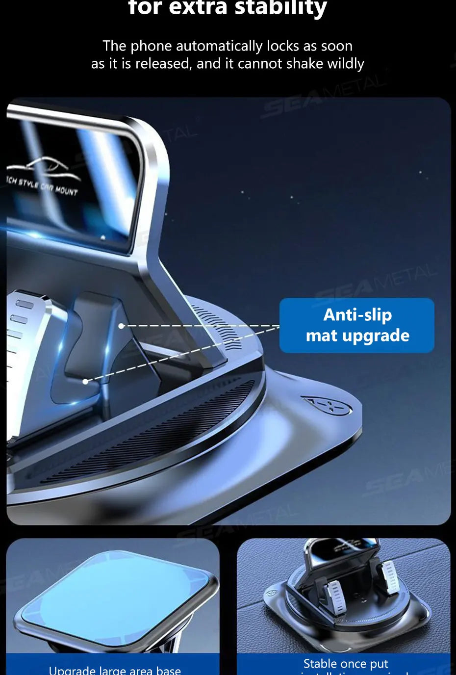 Universal Car Phone Holder Dashboard Mount – Anti-Slip Adjustable Smartphone Stand for GPS Navigation