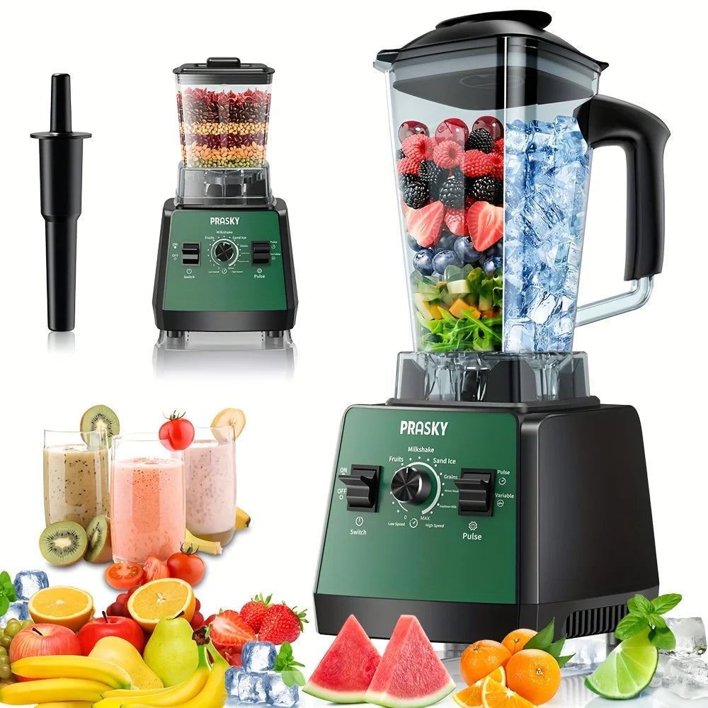 PrimeMarket ProBlend 2400W High-Performance Blender & Grinder Combo – 68oz BPA-Free Pitcher, 6-Blade Stainless Steel, Ice Crushing & Smoothie Power