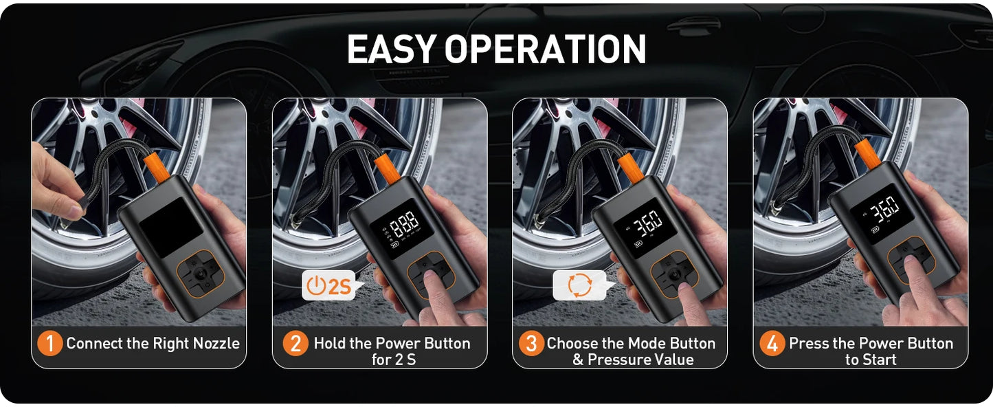 PrimeAir™ Wireless Digital Tire Inflator – 150PSI High Power Compressor