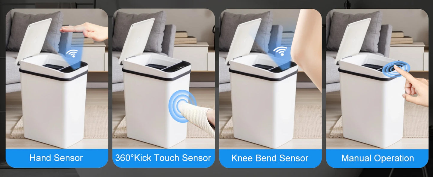 PrimeMarket™ SmartMotion 12L Automatic Touchless Trash Can – 2 Pack Motion Sensor Garbage Bin with Soft-Close Lid for Bathroom & Bedroom