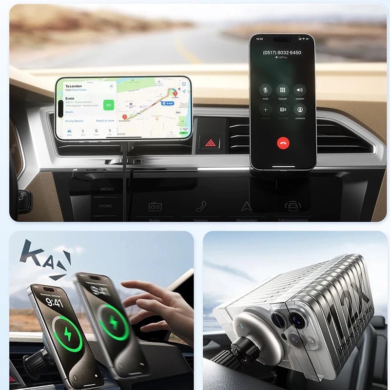 Magnetic Wireless Car Charger Mount 15W – Compatible with iPhone 12 / 13 / 14 / 15 / 16 Series – Fast Charging Magnetic Phone Holder for Car Vent