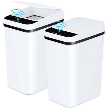 PrimeMarket™ SmartMotion 12L Automatic Touchless Trash Can – 2 Pack Motion Sensor Garbage Bin with Soft-Close Lid for Bathroom & Bedroom