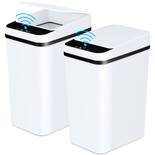 PrimeMarket™ SmartMotion 12L Automatic Touchless Trash Can – 2 Pack Motion Sensor Garbage Bin with Soft-Close Lid for Bathroom & Bedroom