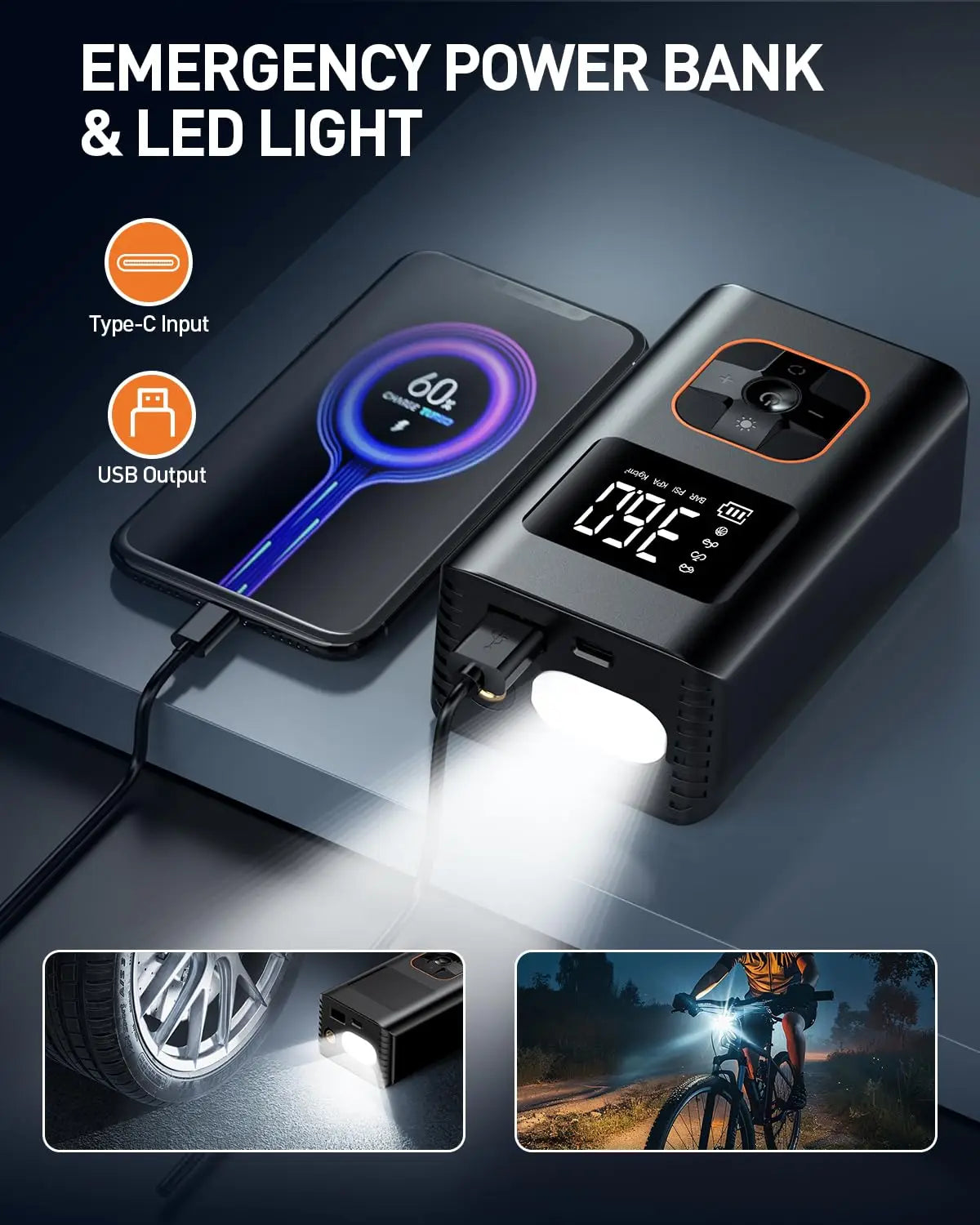 PrimeAir™ Wireless Digital Tire Inflator – 150PSI High Power Compressor