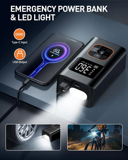 PrimeAir™ Wireless Digital Tire Inflator – 150PSI High Power Compressor