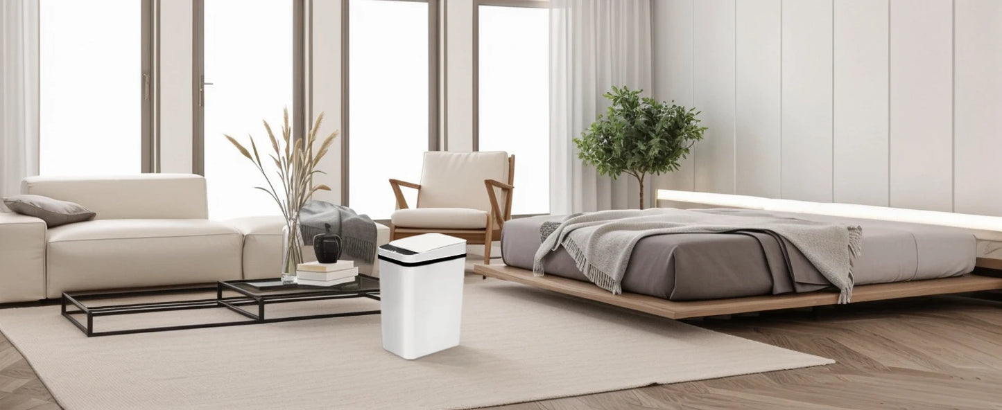 PrimeMarket™ SmartMotion 12L Automatic Touchless Trash Can – 2 Pack Motion Sensor Garbage Bin with Soft-Close Lid for Bathroom & Bedroom