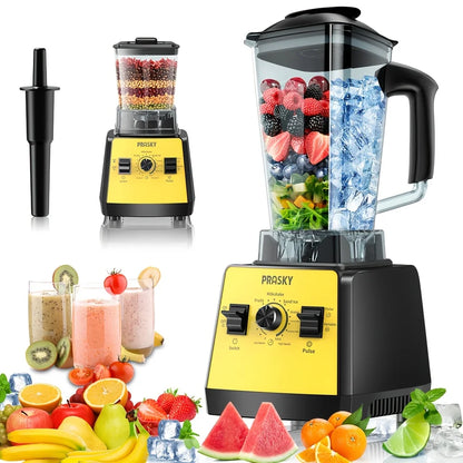 PrimeMarket ProBlend 2400W High-Performance Blender & Grinder Combo – 68oz BPA-Free Pitcher, 6-Blade Stainless Steel, Ice Crushing & Smoothie Power