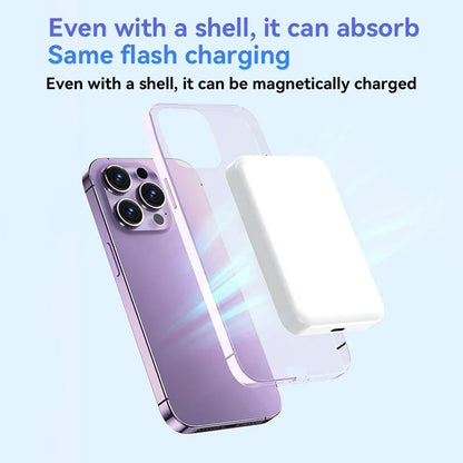50000mAh Magnetic Wireless Power Bank – 22.5W Fast Charging Portable Battery (Black & White)