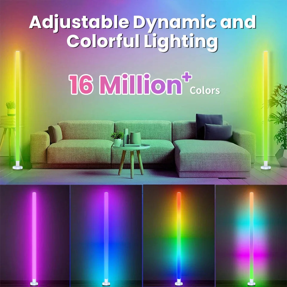 150cm Smart RGB LED Corner Floor Lamp – App & Remote Control Ambient Light for Bedroom, Gaming & Living Room