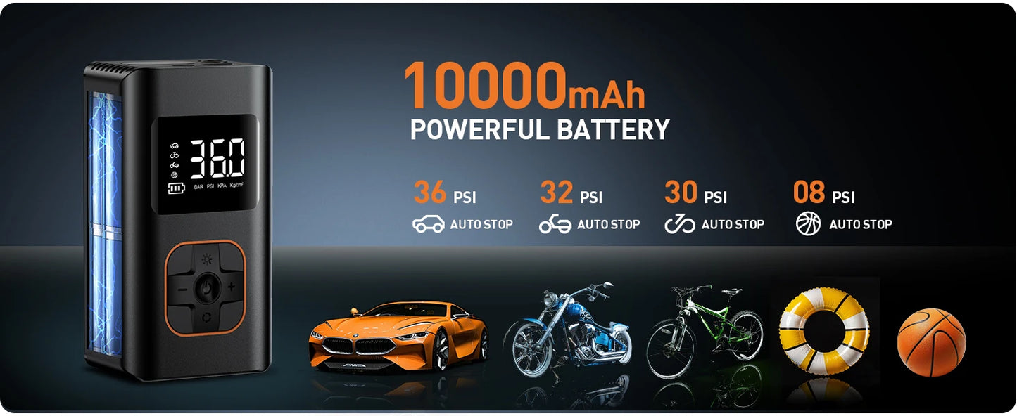 PrimeAir™ Wireless Digital Tire Inflator – 150PSI High Power Compressor