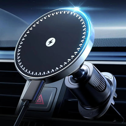 Magnetic Wireless Car Charger Mount 15W – Compatible with iPhone 12 / 13 / 14 / 15 / 16 Series – Fast Charging Magnetic Phone Holder for Car Vent