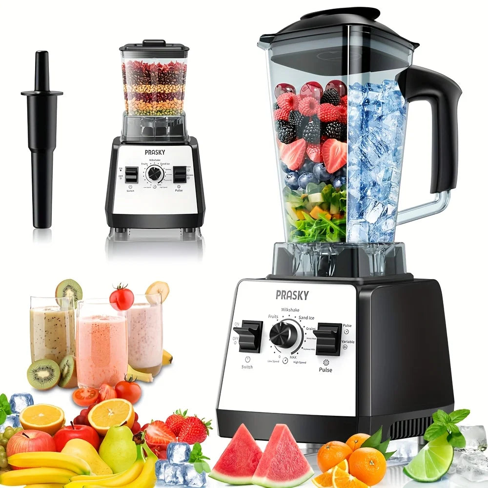 PrimeMarket ProBlend 2400W High-Performance Blender & Grinder Combo – 68oz BPA-Free Pitcher, 6-Blade Stainless Steel, Ice Crushing & Smoothie Power