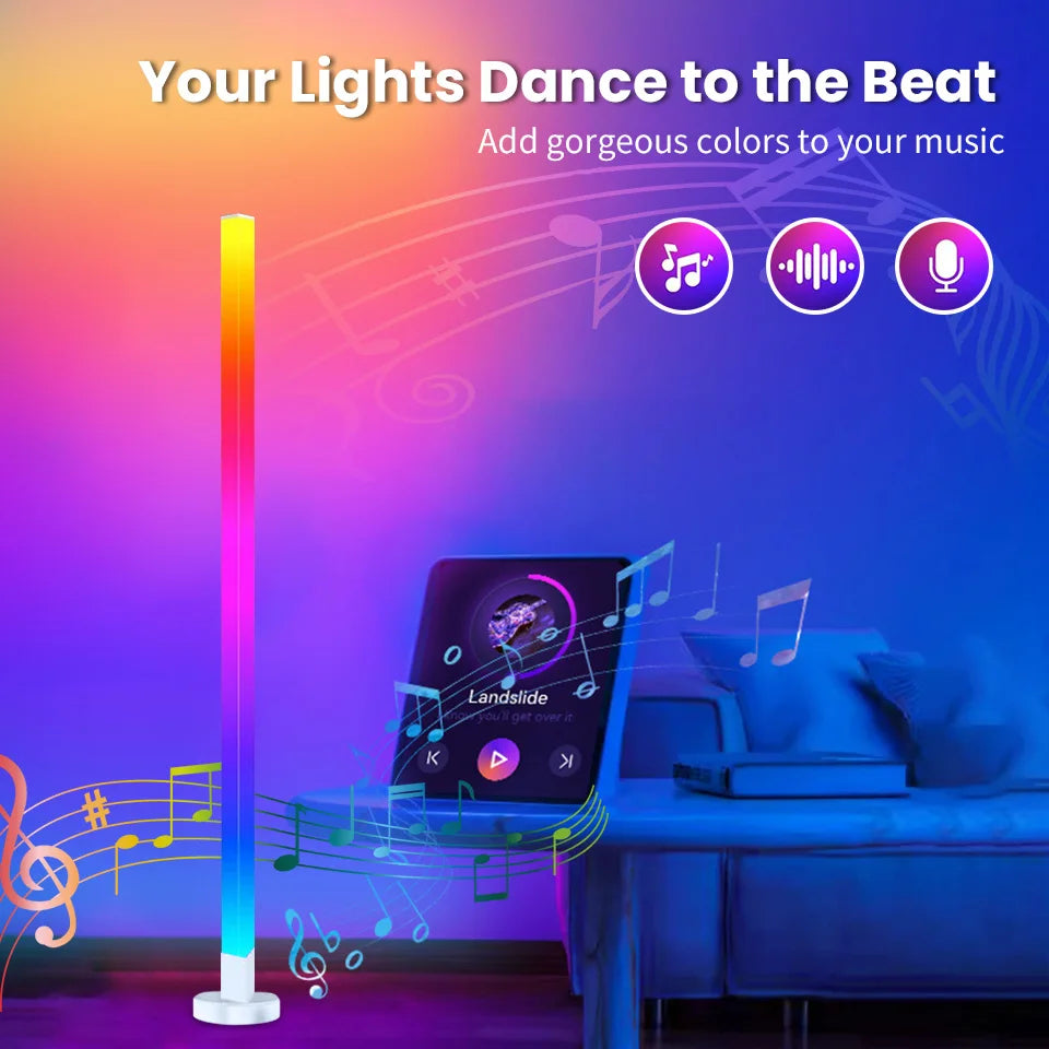 150cm Smart RGB LED Corner Floor Lamp – App & Remote Control Ambient Light for Bedroom, Gaming & Living Room