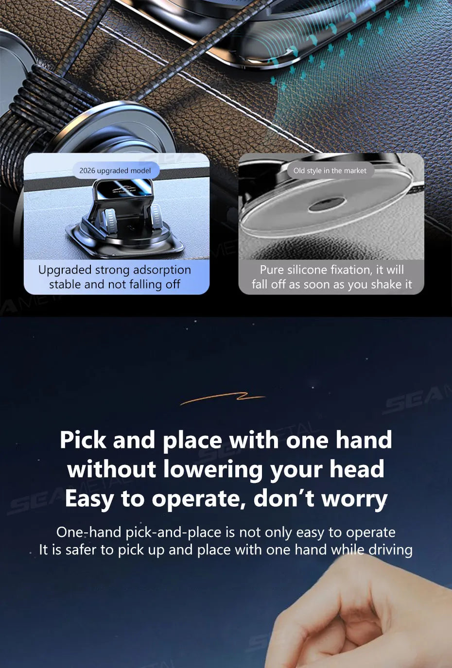 Universal Car Phone Holder Dashboard Mount – Anti-Slip Adjustable Smartphone Stand for GPS Navigation