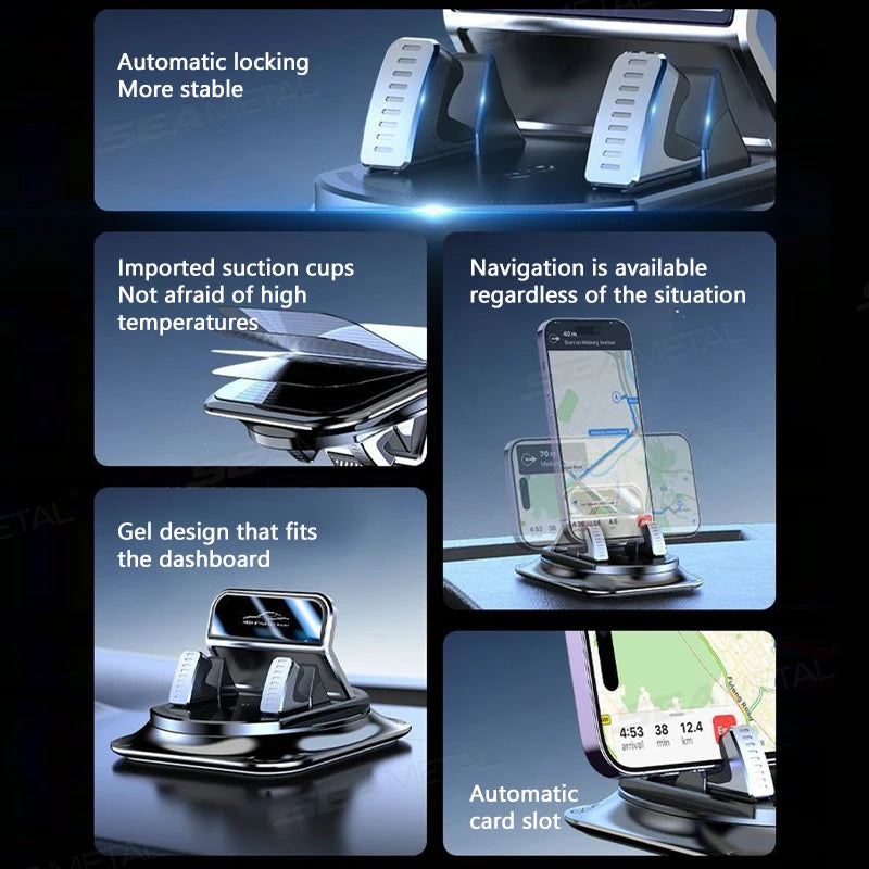 Universal Car Phone Holder Dashboard Mount – Anti-Slip Adjustable Smartphone Stand for GPS Navigation