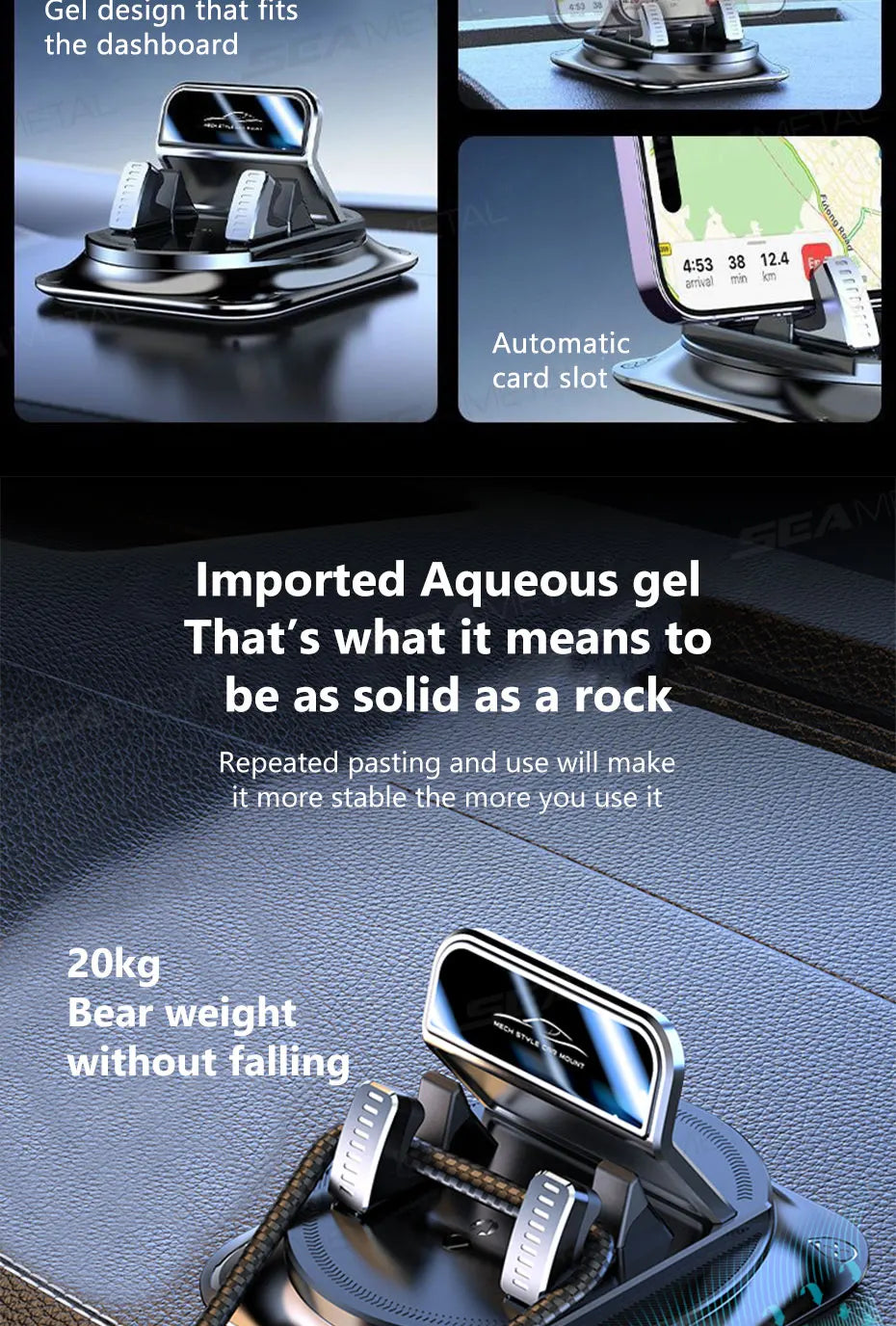 Universal Car Phone Holder Dashboard Mount – Anti-Slip Adjustable Smartphone Stand for GPS Navigation