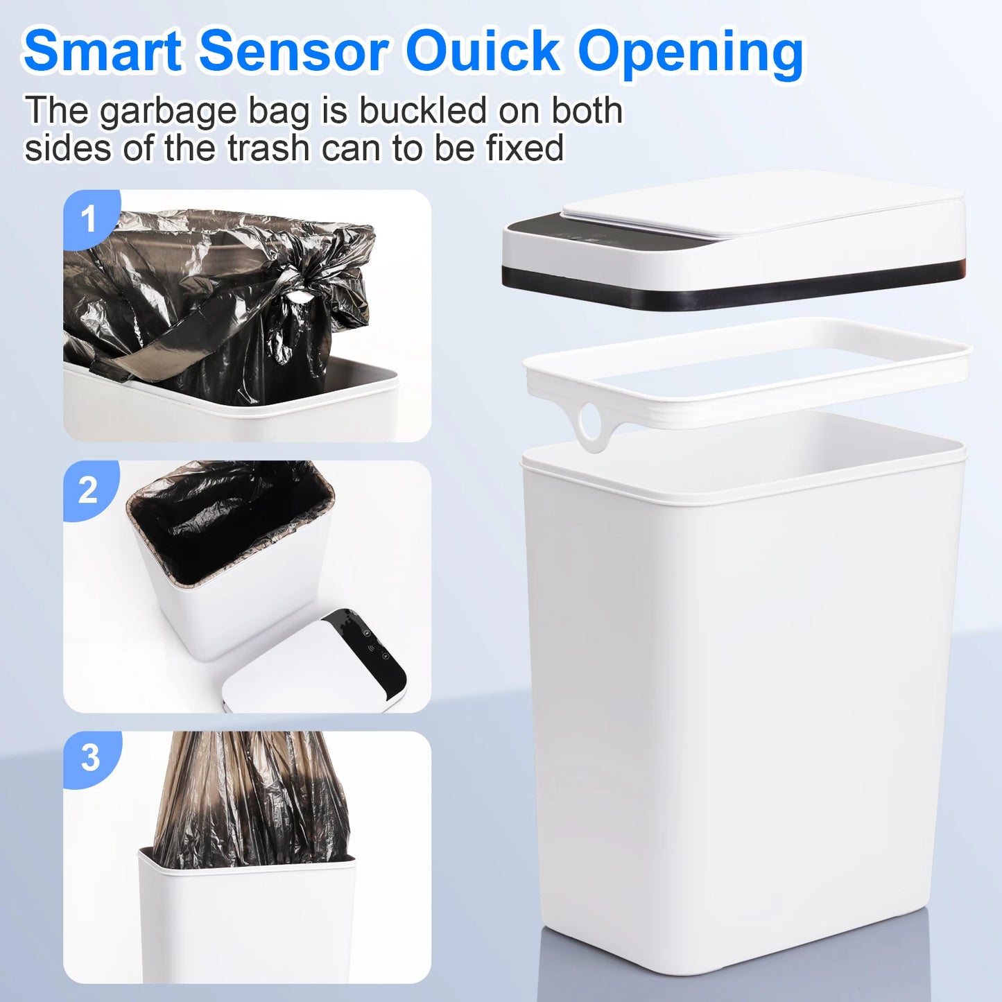 PrimeMarket™ SmartMotion 12L Automatic Touchless Trash Can – 2 Pack Motion Sensor Garbage Bin with Soft-Close Lid for Bathroom & Bedroom