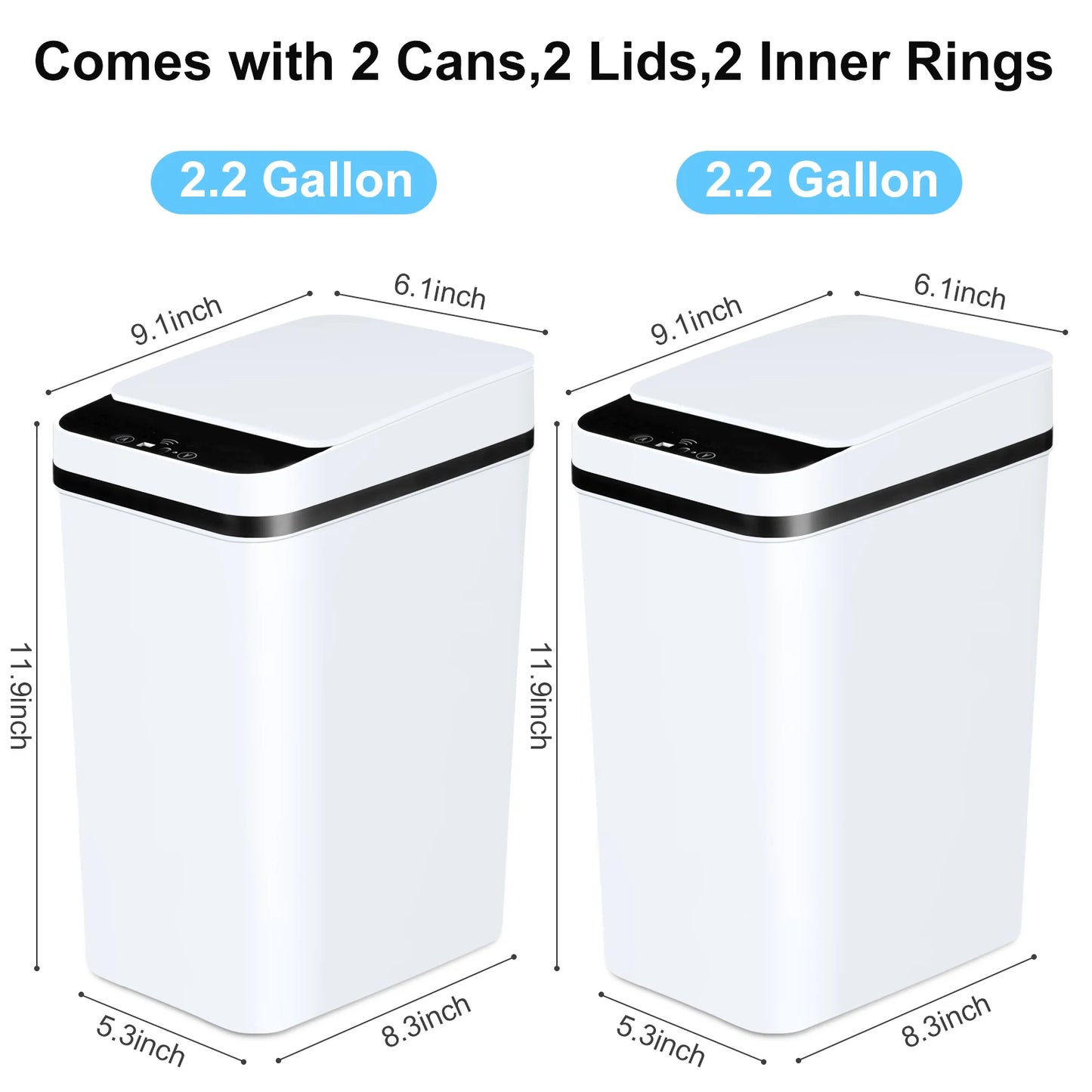 PrimeMarket™ SmartMotion 12L Automatic Touchless Trash Can – 2 Pack Motion Sensor Garbage Bin with Soft-Close Lid for Bathroom & Bedroom