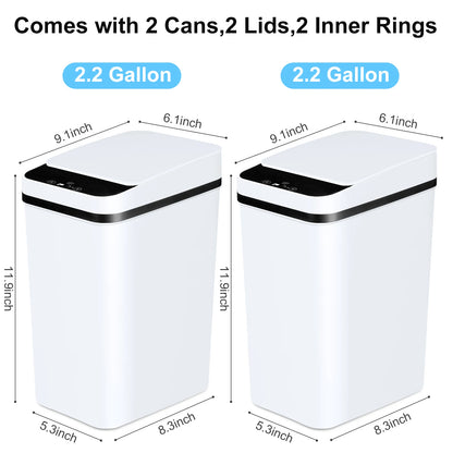 PrimeMarket™ SmartMotion 12L Automatic Touchless Trash Can – 2 Pack Motion Sensor Garbage Bin with Soft-Close Lid for Bathroom & Bedroom