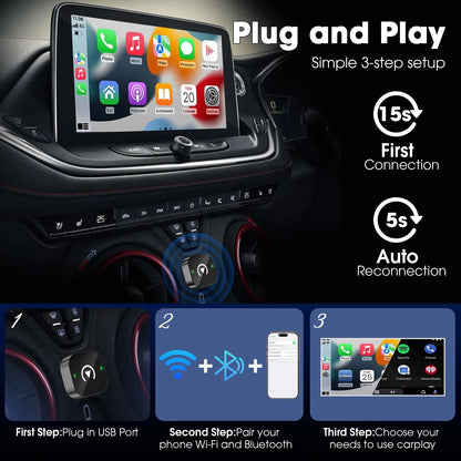 Wireless Carplay Adapter Plug and Play Wired to Wireless Carplay Dongle for iPhone iOS Auto Car Navigation