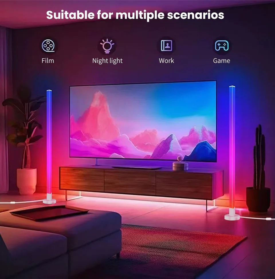 150cm Smart RGB LED Corner Floor Lamp – App & Remote Control Ambient Light for Bedroom, Gaming & Living Room