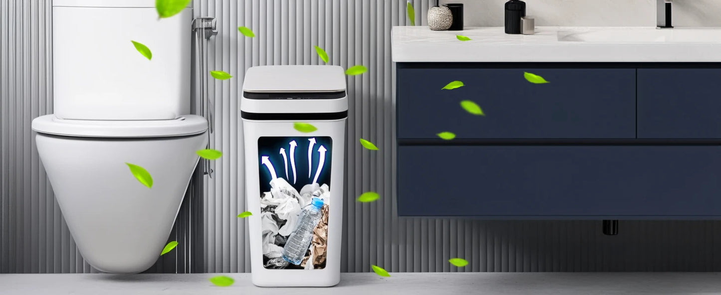 PrimeMarket™ SmartMotion 12L Automatic Touchless Trash Can – 2 Pack Motion Sensor Garbage Bin with Soft-Close Lid for Bathroom & Bedroom
