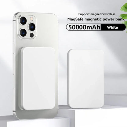 50000mAh Magnetic Wireless Power Bank – 22.5W Fast Charging Portable Battery (Black & White)
