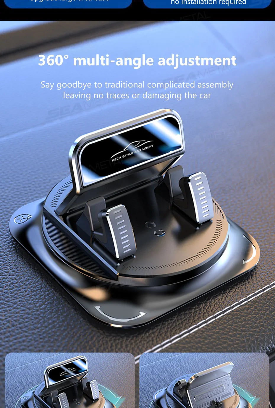 Universal Car Phone Holder Dashboard Mount – Anti-Slip Adjustable Smartphone Stand for GPS Navigation