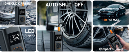 PrimeAir™ Wireless Digital Tire Inflator – 150PSI High Power Compressor