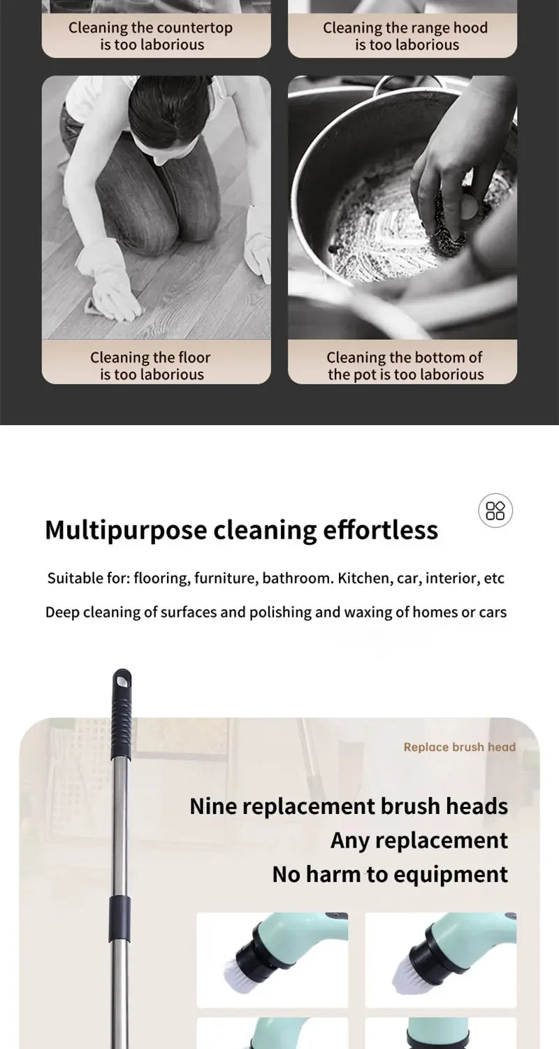PrimeClean™ 360° Power Scrubber – Effortless Deep Cleaning