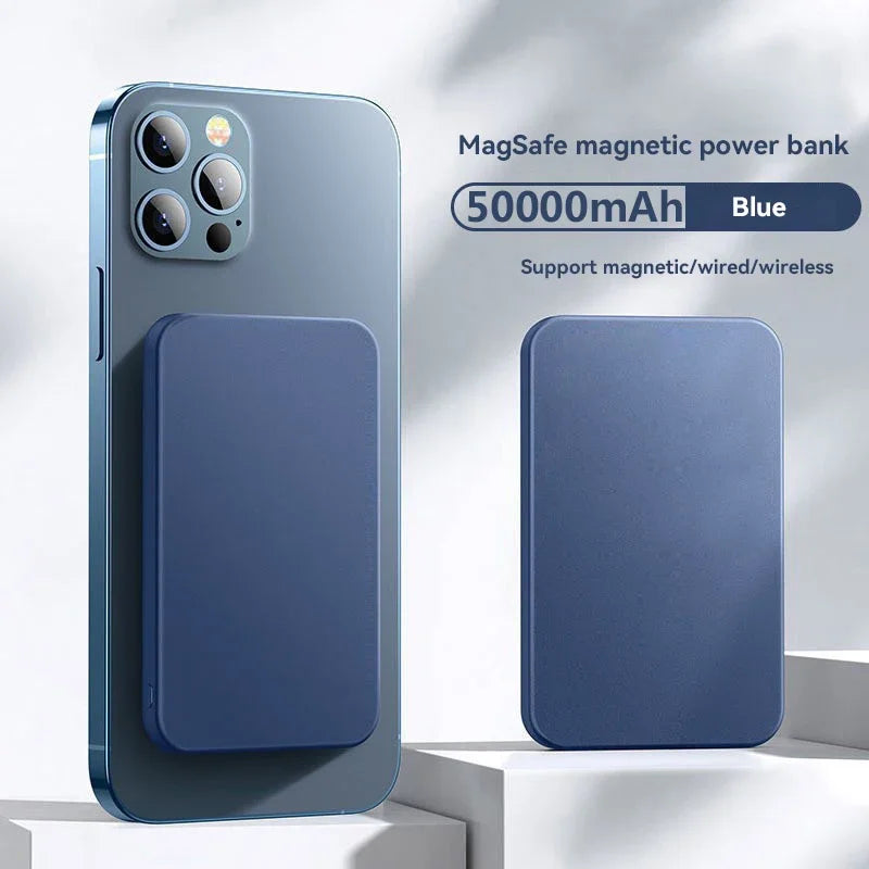 50000mAh Magnetic Wireless Power Bank – 22.5W Fast Charging Portable Battery (Black & White)