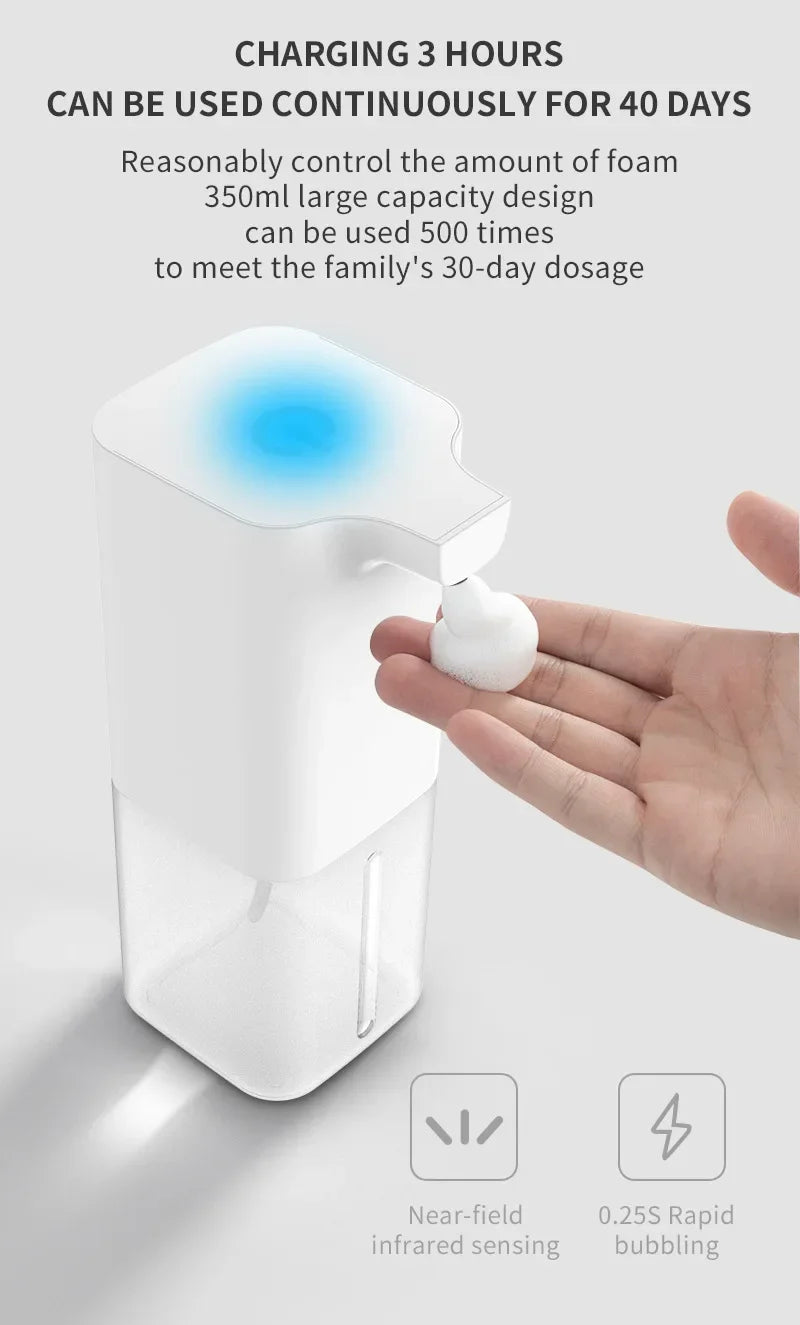 Automatic Touchless Soap Dispenser – USB Rechargeable Infrared Sensor Foaming Hand Soap Dispenser for Kitchen & Bathroom