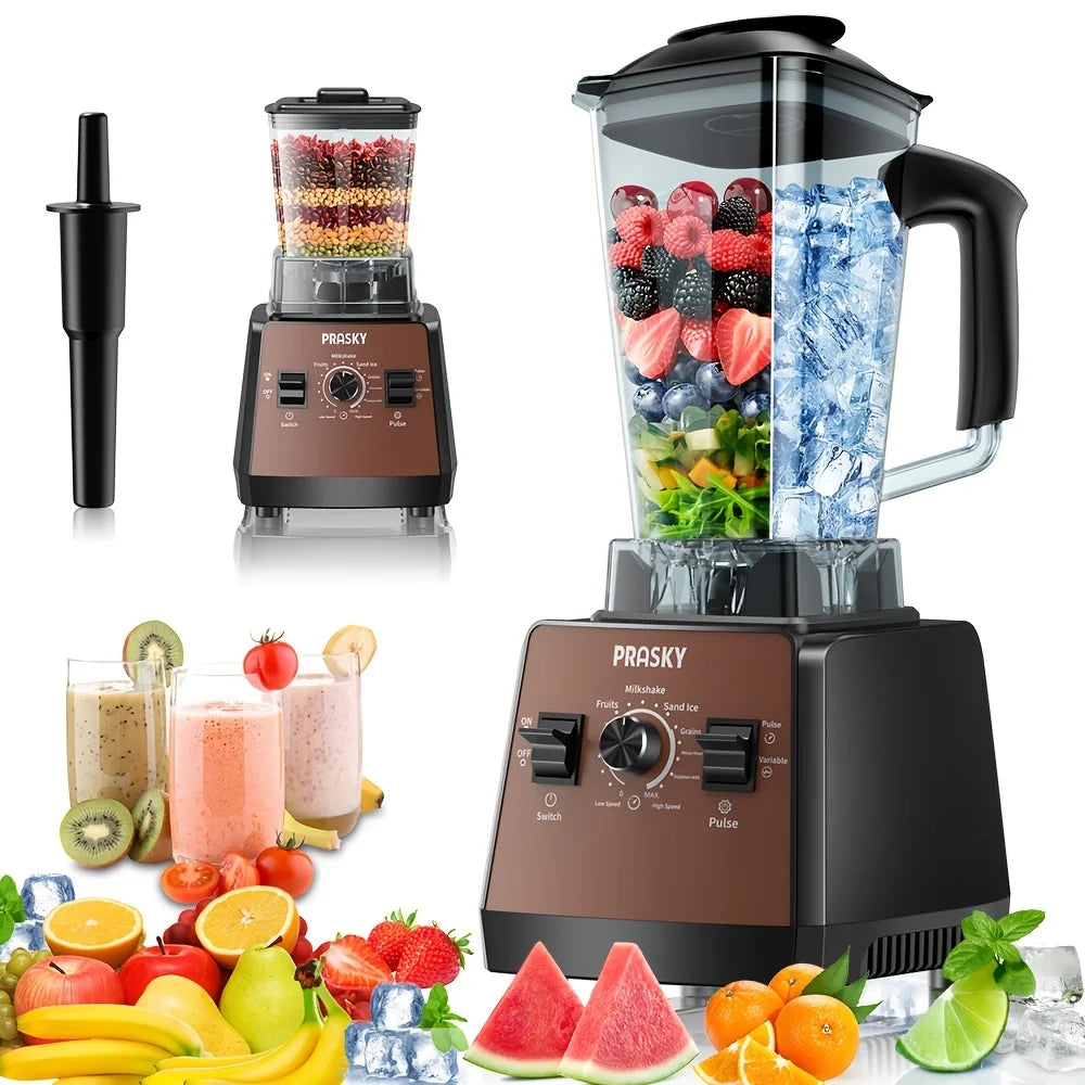 PrimeMarket ProBlend 2400W High-Performance Blender & Grinder Combo – 68oz BPA-Free Pitcher, 6-Blade Stainless Steel, Ice Crushing & Smoothie Power