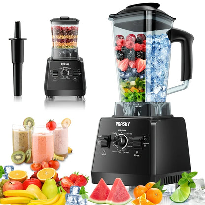 PrimeMarket ProBlend 2400W High-Performance Blender & Grinder Combo – 68oz BPA-Free Pitcher, 6-Blade Stainless Steel, Ice Crushing & Smoothie Power