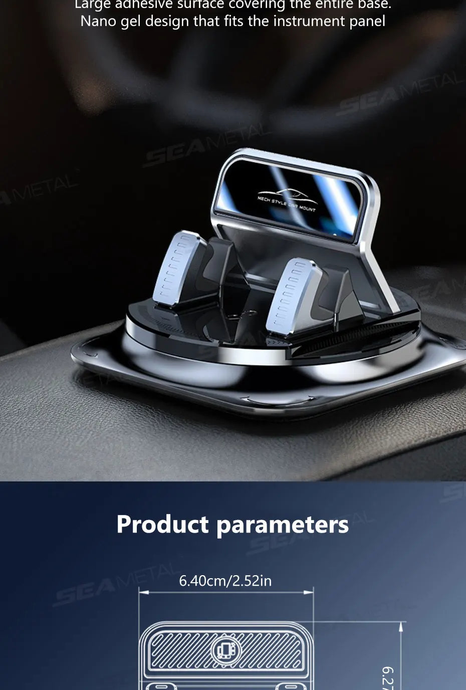 Universal Car Phone Holder Dashboard Mount – Anti-Slip Adjustable Smartphone Stand for GPS Navigation