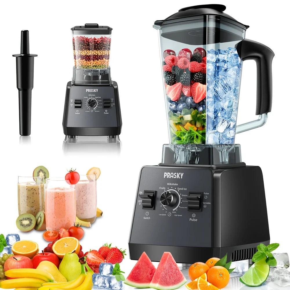 PrimeMarket ProBlend 2400W High-Performance Blender & Grinder Combo – 68oz BPA-Free Pitcher, 6-Blade Stainless Steel, Ice Crushing & Smoothie Power
