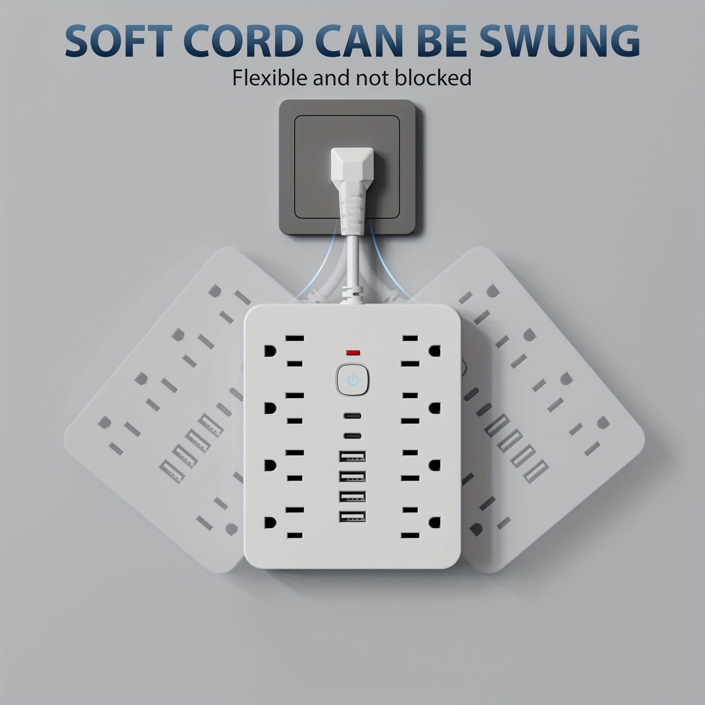 PrimeMarket™ PowerMax 14-In-1 Wall Outlet Extender with USB Ports & Smart Switch – Surge Protected Power Strip