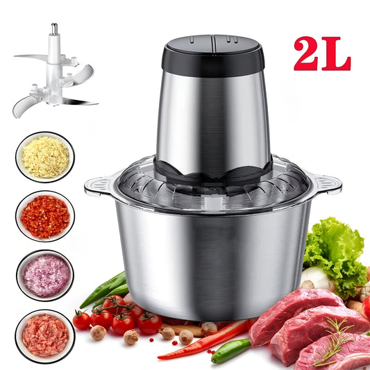 ProChef™ 2L Electric Stainless Steel Food Processor – Powerful Multi-Function Kitchen Chopper