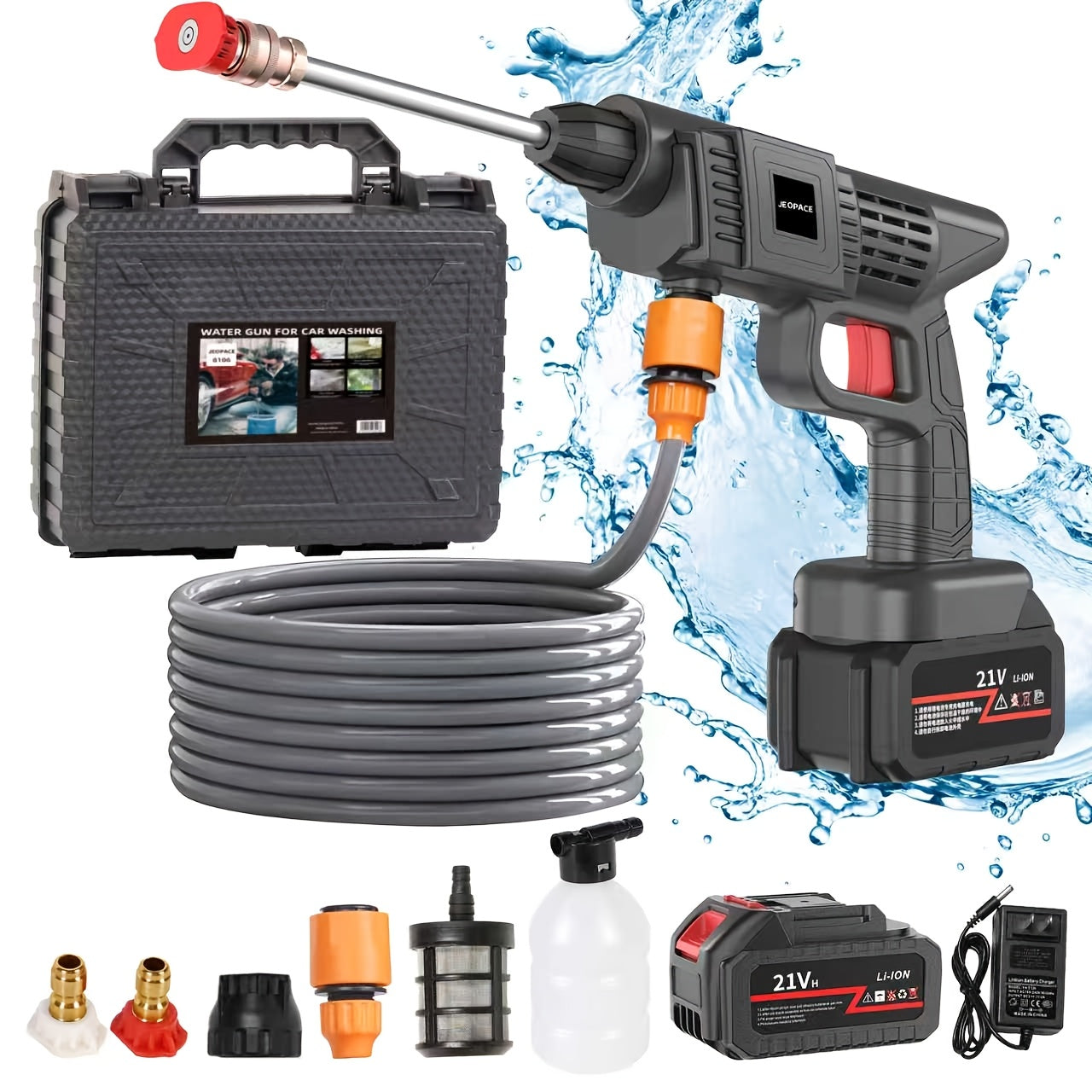 PrimeMarket™ HydroForce Pro Cordless High-Pressure Washer – Portable Rechargeable Power Cleaner with Dual Battery System